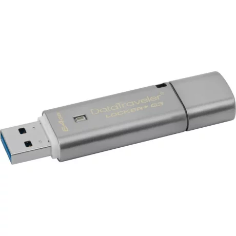 MEMORIE USB 3.0 KINGSTON 64 GB, cu capac, carcasa metalic, argintiu, &quot;DTLPG3/64GB&quot;