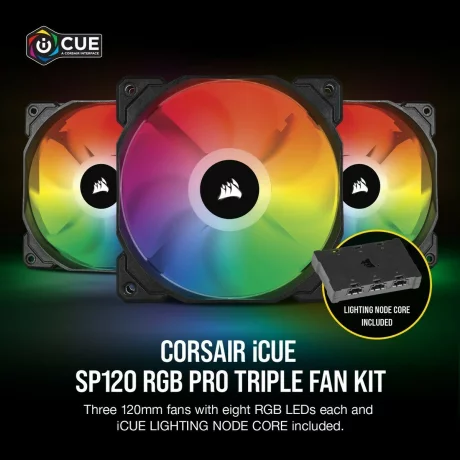 VENTILATOR CORSAIR, pt PC, 120 mm, 1400 rpm, LED RGB, pack 3 ventilatoare, &quot;CO-9050094-WW&quot;