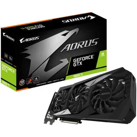 PLACA VIDEO GIGABYTE NVIDIA AORUS GeForce GTX 1660 Ti 6G, 6 GB GDDR6 192 biti, PCI Express 3.0 x 16, HDMI, Display Port x 3, sistem racire aer activ, &quot;N166TAORUS-6GD&quot;