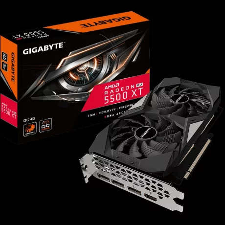 PLACA VIDEO GIGABYTE AMD Radeon RX 5500 XT OC 4G, 4 GB GDDR6 128 biti, PCI Express 4.0 x 16, HDMI, Display Port x 3, sistem racire aer activ, &quot;GV-R55XTOC-4GD&quot;