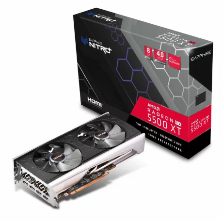 PLACA VIDEO  SAPPHIRE AMD Radeon RX 5500XT SE NITRO+, 8 GB GDDR6 128 biti, PCI Express 4.0 x 16, HDMI x 2, Display Port x 2, sistem racire aer activ, &quot;11295-05-20G&quot;